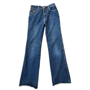 JORDACHE Thick Stitch Jeans Size 31L (W 28) White Stitch Vintage 80s 70s Horse